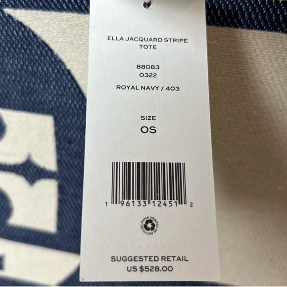 ❤️🔥TORY BURCH Ella Jacquard Stripes Tote NWT❤️🔥 - Picture 5 of 10